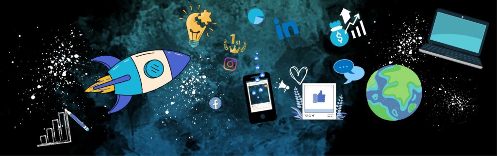 stratégie de communication bannière. Représentation de tout ce qui peut être fait